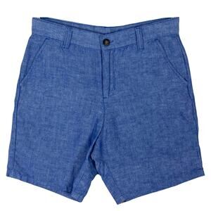 Nwot JANIE & JACK Shorts Boys 12 Blue Linen-Cotton Flat-Front Pocket
